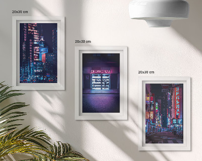Stenska galerija slik Nočno mesto z neonskimi lučmi in vhodom v kino