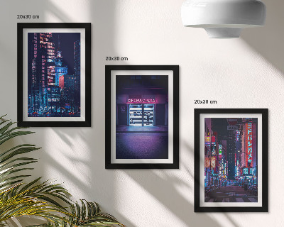Stenska galerija slik Nočno mesto z neonskimi lučmi in vhodom v kino