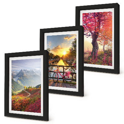 Stenska galerija slik Gorske pokrajine s kolesom in jesenskim drevesom
