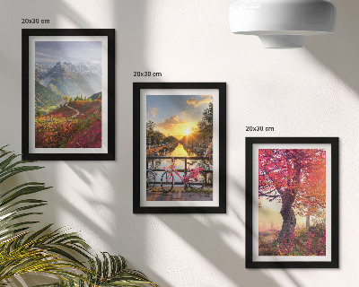 Stenska galerija slik Gorske pokrajine s kolesom in jesenskim drevesom
