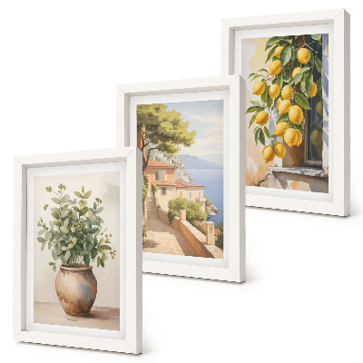 Stenska galerija slik Rože v vazi s pogledom na morje in limone