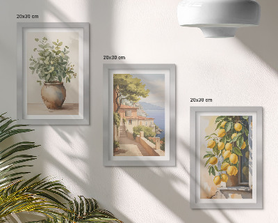 Stenska galerija slik Rože v vazi s pogledom na morje in limone