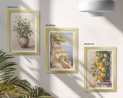 Stenska galerija slik Rože v vazi s pogledom na morje in limone