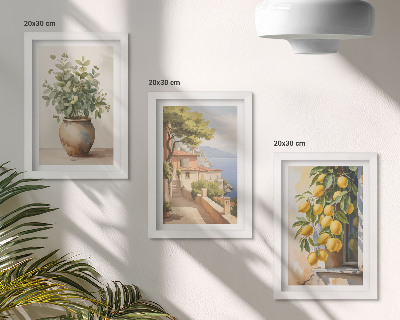 Stenska galerija slik Rože v vazi s pogledom na morje in limone