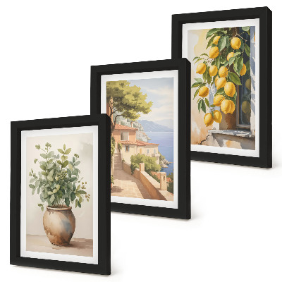 Stenska galerija slik Rože v vazi s pogledom na morje in limone