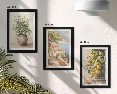 Stenska galerija slik Rože v vazi s pogledom na morje in limone