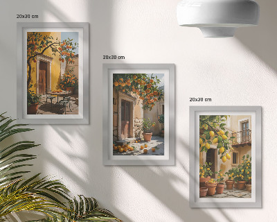 Stenska galerija slik Agrumi na sončnem dvorišču z rastlinami