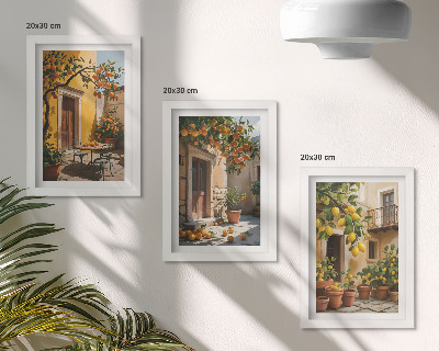 Stenska galerija slik Agrumi na sončnem dvorišču z rastlinami
