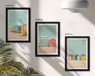 Set 3 slik v okvirju Barvite hišice na plaži v poletnem soncu