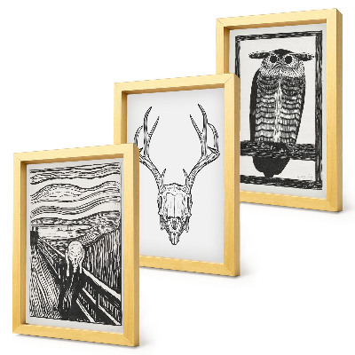 Stenska galerija slik Navdihnjeno s sliko Scream z lobanjo in sovo v grafičnem slogu