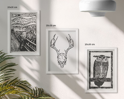 Stenska galerija slik Navdihnjeno s sliko Scream z lobanjo in sovo v grafičnem slogu