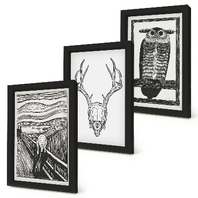 Stenska galerija slik Navdihnjeno s sliko Scream z lobanjo in sovo v grafičnem slogu