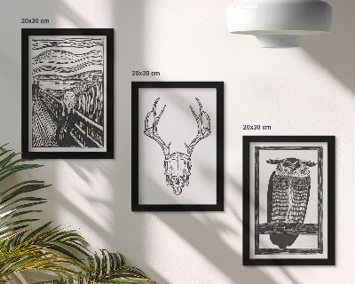Stenska galerija slik Navdihnjeno s sliko Scream z lobanjo in sovo v grafičnem slogu