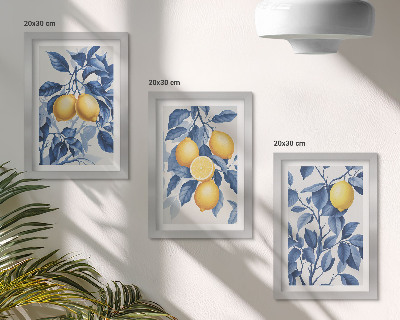Stenska galerija slik Limone na vejah z modrimi listi