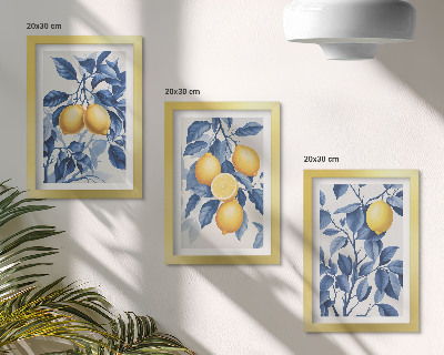 Stenska galerija slik Limone na vejah z modrimi listi