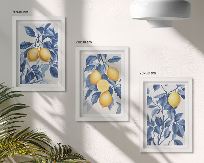 Stenska galerija slik Limone na vejah z modrimi listi