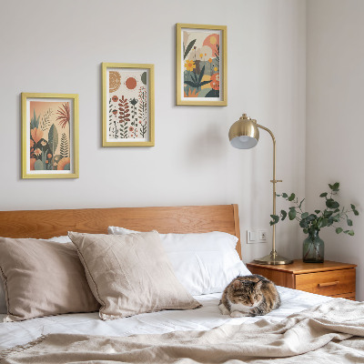 Stenska galerija slik Boho rastlinski vzorci v toplih odtenkih z naravnim pridihom
