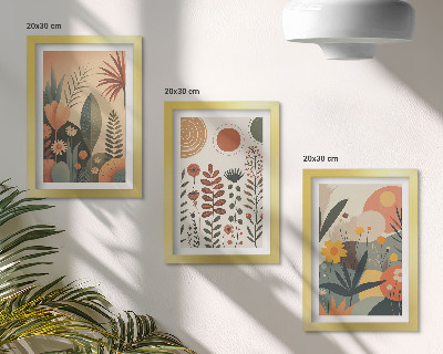 Stenska galerija slik Boho rastlinski vzorci v toplih odtenkih z naravnim pridihom