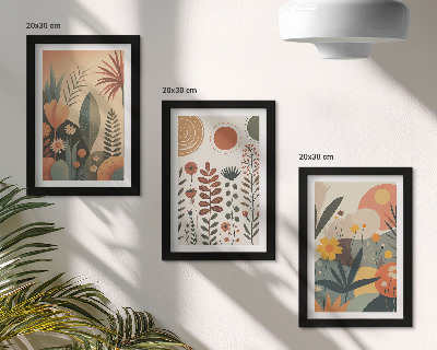 Stenska galerija slik Boho rastlinski vzorci v toplih odtenkih z naravnim pridihom