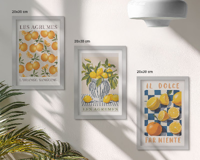 Stenska galerija slik Retro citrusi z rumenimi poudarki