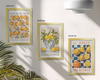 Stenska galerija slik Retro citrusi z rumenimi poudarki
