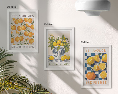 Stenska galerija slik Retro citrusi z rumenimi poudarki