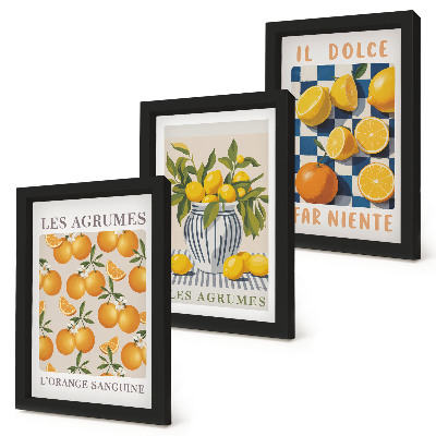 Stenska galerija slik Retro citrusi z rumenimi poudarki