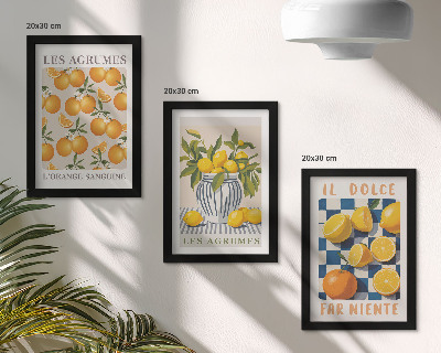 Stenska galerija slik Retro citrusi z rumenimi poudarki