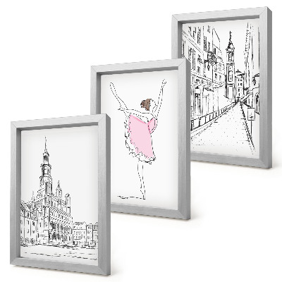 Komplet slik v okvirju Elegantne podobe plesnih balerin in arhitekture