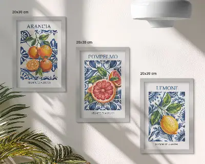 Komplet 3 slik v okvirju modni plakati z motivi italijanskih citrusov