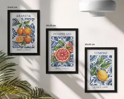 Komplet 3 slik v okvirju modni plakati z motivi italijanskih citrusov