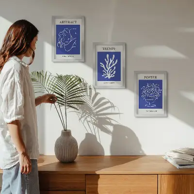 Komplet plakatov v okvirjih Henri Matisse elegantni modri motivi