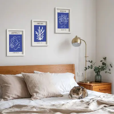 Komplet plakatov v okvirjih Henri Matisse elegantni modri motivi