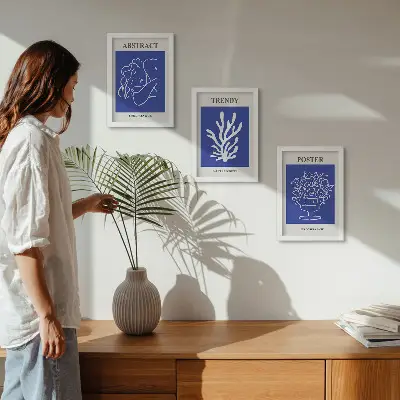 Komplet plakatov v okvirjih Henri Matisse elegantni modri motivi