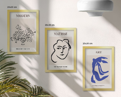 Set 3 slik v okvirju Abstraktni plakati v minimalističnem slogu Henrija Matisseja