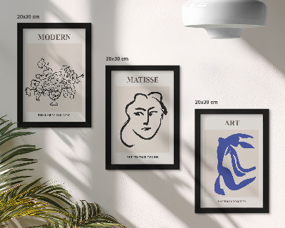 Set 3 slik v okvirju Abstraktni plakati v minimalističnem slogu Henrija Matisseja