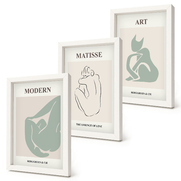 Set 3 slik v okvirju Abstraktne figure v pastelnih odtenkih, Henri Matisse