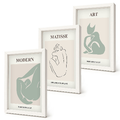 Set 3 slik v okvirju Abstraktne figure v pastelnih odtenkih, Henri Matisse