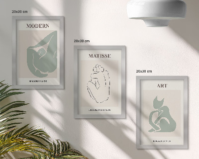 Set 3 slik v okvirju Abstraktne figure v pastelnih odtenkih, Henri Matisse