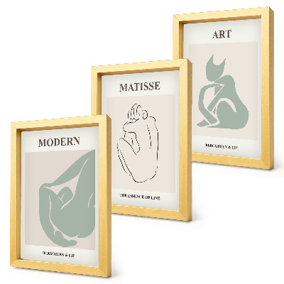 Set 3 slik v okvirju Abstraktne figure v pastelnih odtenkih, Henri Matisse