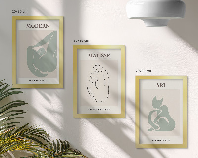 Set 3 slik v okvirju Abstraktne figure v pastelnih odtenkih, Henri Matisse