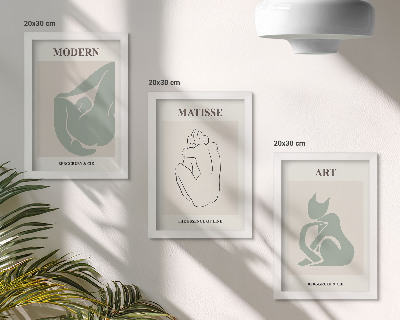 Set 3 slik v okvirju Abstraktne figure v pastelnih odtenkih, Henri Matisse