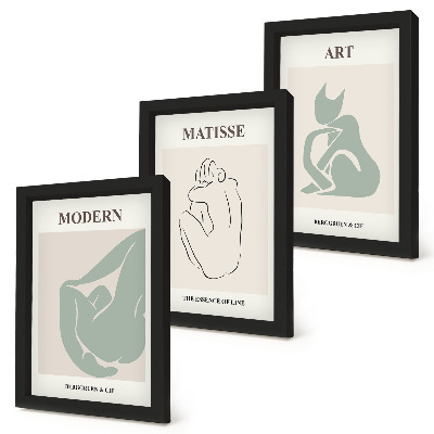 Set 3 slik v okvirju Abstraktne figure v pastelnih odtenkih, Henri Matisse
