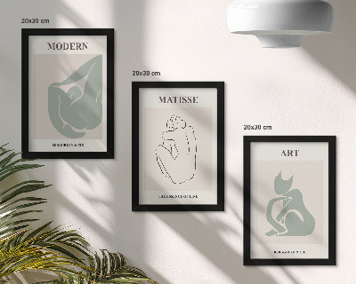 Set 3 slik v okvirju Abstraktne figure v pastelnih odtenkih, Henri Matisse