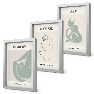 Set 3 slik v okvirju Abstraktne figure v pastelnih odtenkih, Henri Matisse