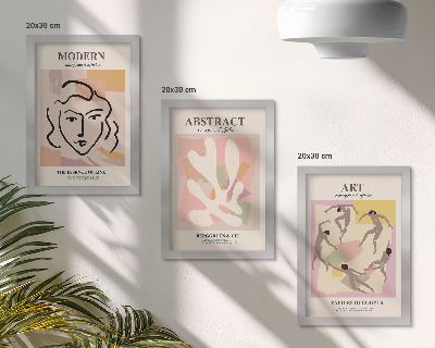 Set 3 slik v okvirju Elegantni portreti in abstraktne oblike v pastelnih barvah