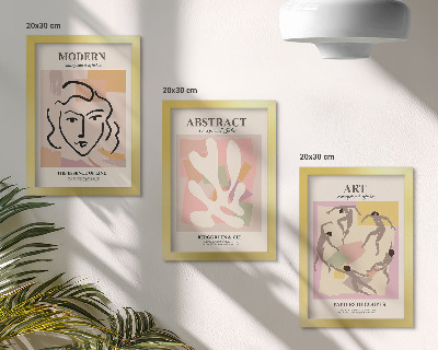 Set 3 slik v okvirju Elegantni portreti in abstraktne oblike v pastelnih barvah