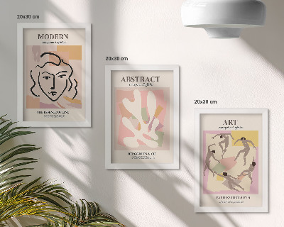 Set 3 slik v okvirju Elegantni portreti in abstraktne oblike v pastelnih barvah