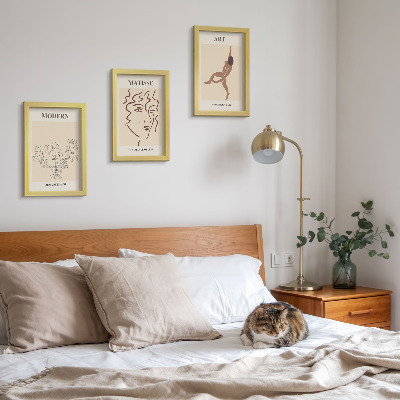 Set 3 slik v okvirju Elegantna grafika s cvetjem, obrazi in človeškimi figurami