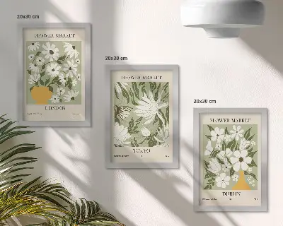 Stenska galerija slik komplet plakatov s cvetličnimi motivi mest London, Tokio in Dublin
